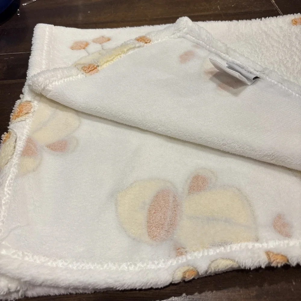 Tadpoles Plush  White Yellow Duck Baby Blanket Security Lovey soft‎